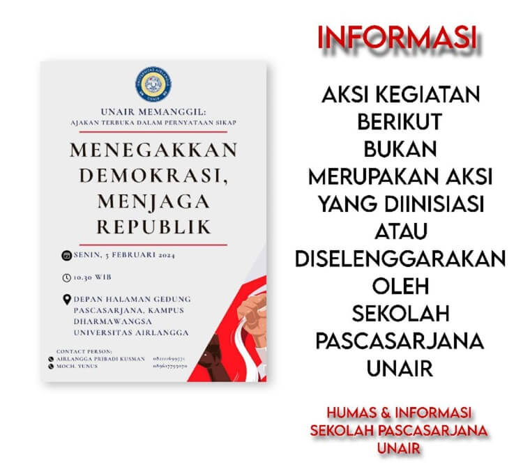 Humas & Informasi Pascasarjana Unair: Acara “Unair Memanggil” Bukan Acara Resmi Kampus