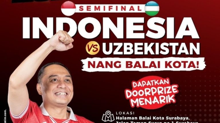 Walikota Eri Ajak Warga Surabaya Nobar Timnas di Balai Kota