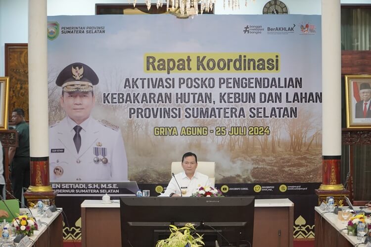 Rakor Pengendalian Karhutla, Pj Gubernur Sumsel Dukung Optimalisasi Pencegahan Karhutla di Sumsel