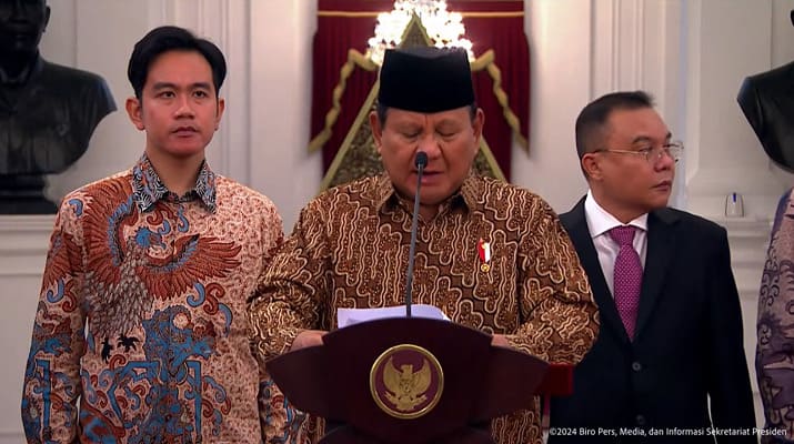 Presiden Prabowo Subianto Umumkan Susunan