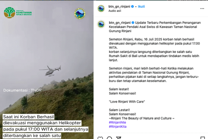 Pendaki Swiss jatuh Rinjani