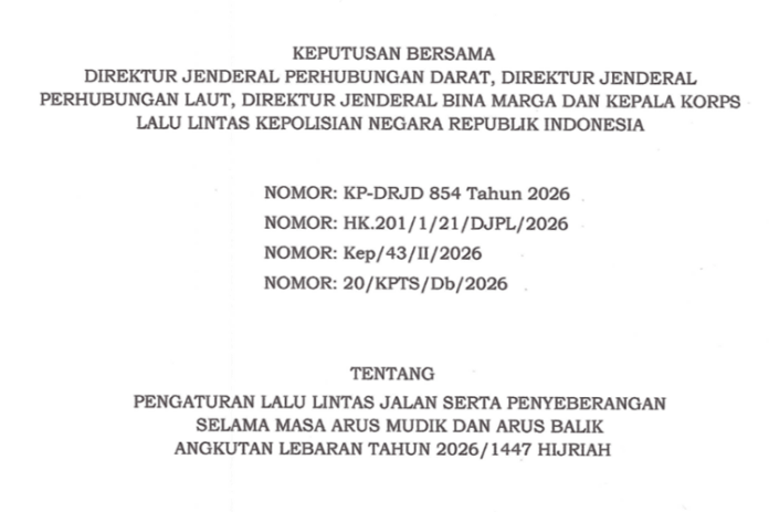 Pengaturan Lalu Lintas Mudik Lebaran 2026